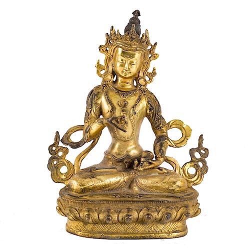 Chinese gilt bronze seated female Bodhisattva