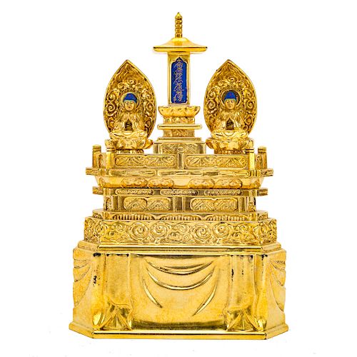 Chinese carved and gilded wood Buddhist shrine