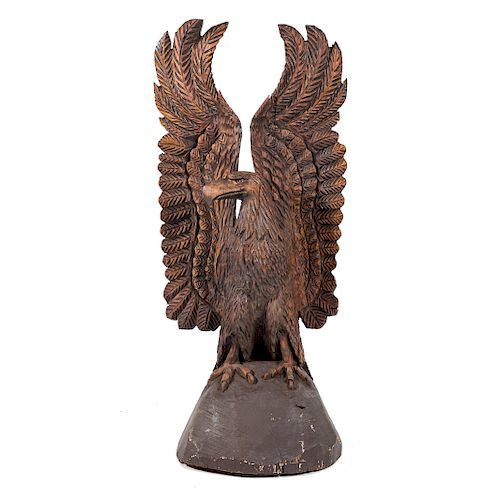 Monumental continental carved wood eagle