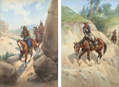 Two Cheyenne Scouts & The Short Cut (Set of 2) by Herman Hansen