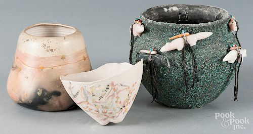 Three pottery bowls