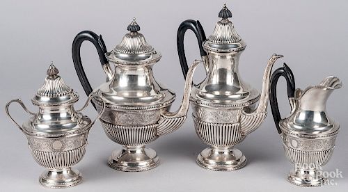 Portuguese 833 silver four-piece tea service
