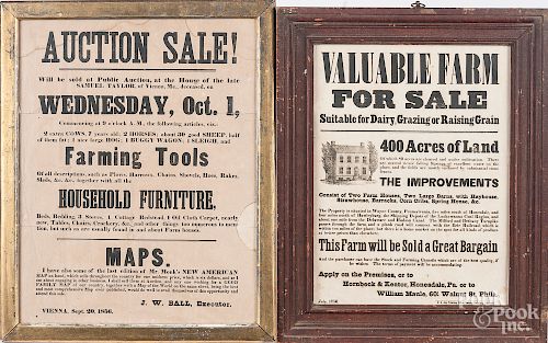 Two printed auction broadsides