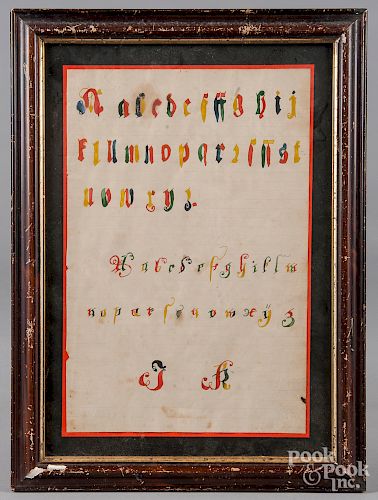 Pennsylvania watercolor fraktur alphabet
