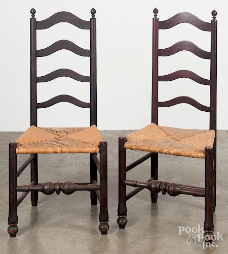 Pair of Delaware Valley ladderback side chairs