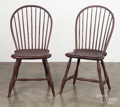 Pair of Pennsylvania bowback Windsor side chairs