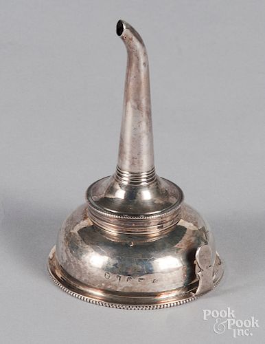 English silver wine funnel