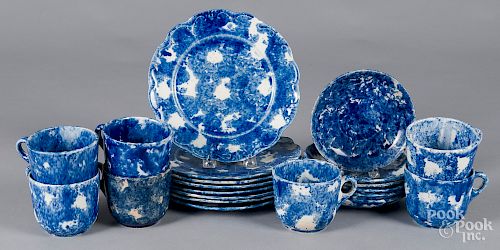 Group of blue spongeware