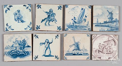 Fifteen Dutch delft tiles