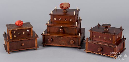 Three Shaker sewing boxes