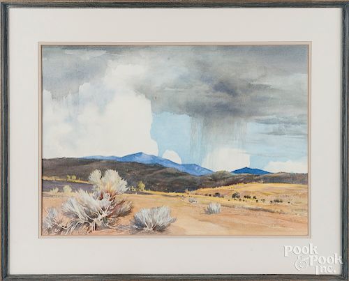Arthur Hall watercolor western landscape