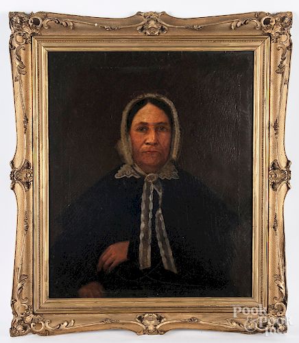 Victorian oil on canvas portrait of a woman