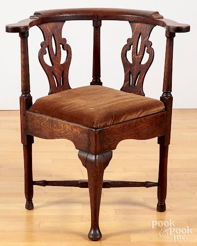 George II oak corner chair
