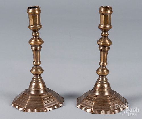 Pair of French bell metal candlesticks