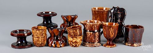 Group of Bennington and Rockingham glaze pottery