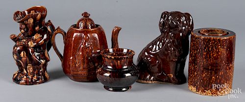 Group of Bennington and Rockingham glazed pottery