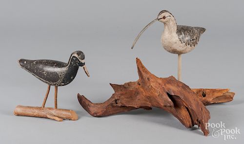 Carved and painted shorebird decoy