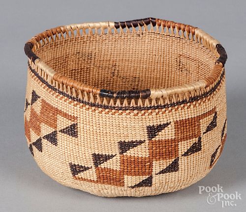 West Coast Native American coiled basketry bowl