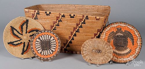 Large Native American basket, etc.