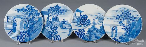 Four Chinese export blue and white porcelain