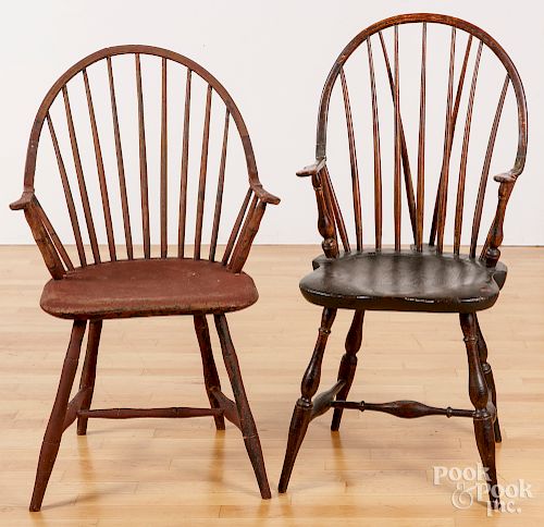 Two continuous arm Windsor chairs