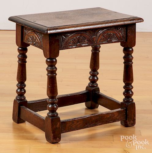William and Mary style oak joint stool
