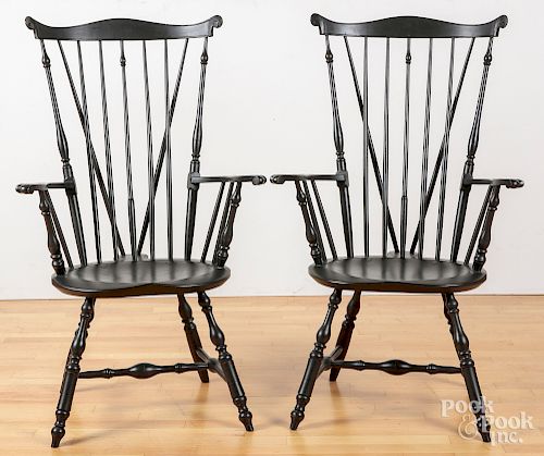 Pair of Lausch combback Windsor armchairs.