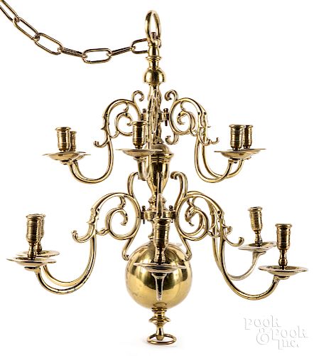 Dutch style brass chandelier
