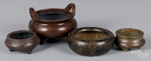 Four Chinese bronze censers