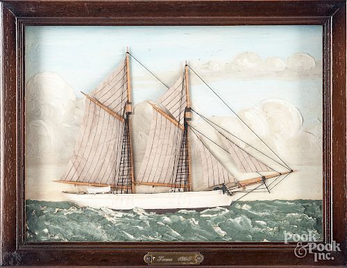 Pair of small ship dioramas