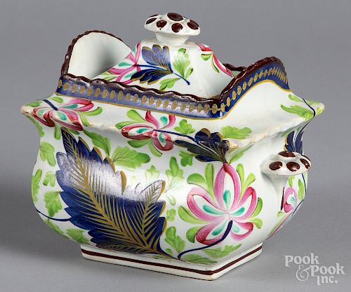 Scarce Gaudy Dutch leaf pattern sugar bowl