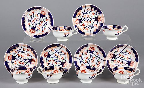 Matching set of six Gaudy Welsh vine pattern cups