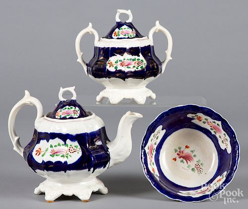 Three pieces of Gaudy Welsh porcelain