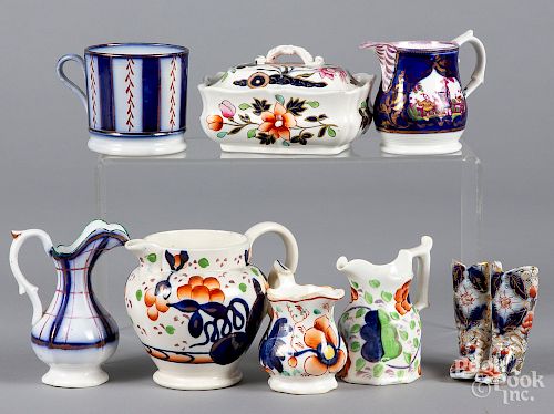 Eight pieces of Gaudy Welsh porcelain