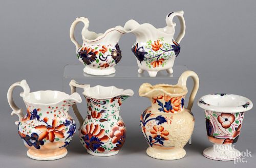 Six pieces of Gaudy Welsh porcelain