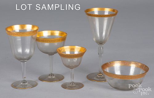 Collection of crystal gilt stemware