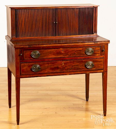 New England Federal mahogany tambour desk