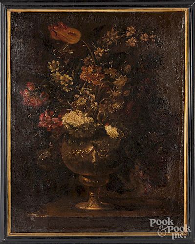 Continental oil on canvas floral still life
