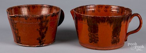 Two redware batter bowls