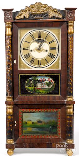 C & N Jerome Empire mahogany mantel clock