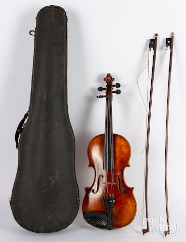 Karl Hofner maple violin, with case and two bows