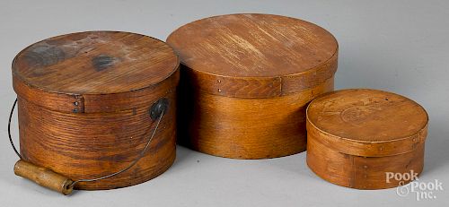 Three bentwood pantry boxes