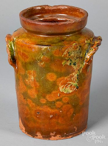 Unusual American redware jar