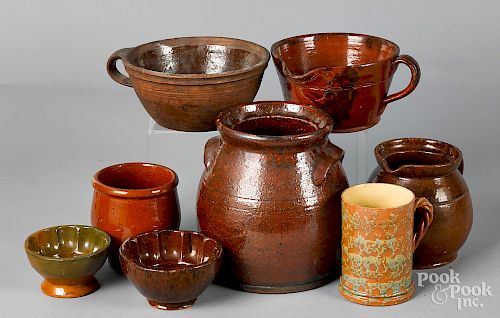 Seven pieces of American redware