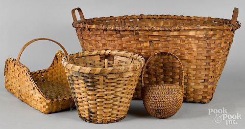 Four splint baskets, 19th c.