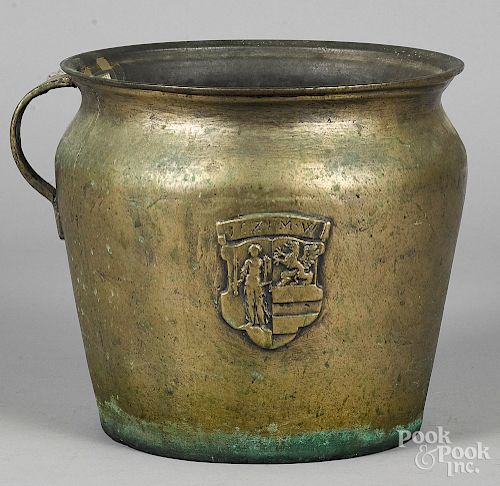 Cast bronze cache pot with armorial