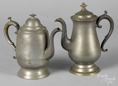 Two American pewter coffee pots