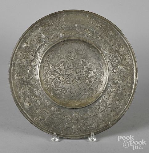 Continental embossed pewter charger