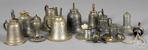 American pewter oil lamps