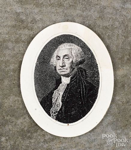 George Washington Liverpool creamware plaque